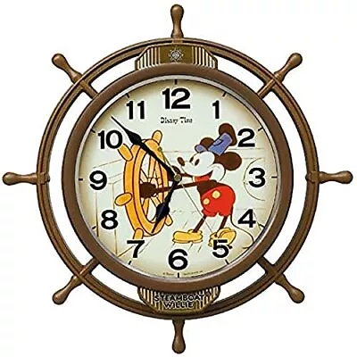 Seiko Wall Clock Disney Mickey Steamboat Willie Analog Helm Slowly Swings New • $122.57