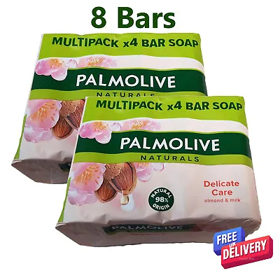 8 X Palmolive Cream Soap Bar Delicate Care Almond And Milk Extracts • £9.95