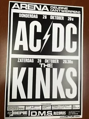 $6.99 • Buy AC/DC And Kinks 1978 Germany Cardstock Concert Poster 12 X18 