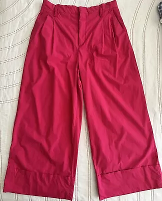 Zara Women Wide Leg Fuchsia Pink Pleated Cropped Pants • $21.99