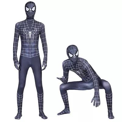 Mens Boys Spiderman Bodysuit Superhero Cosplay Costume Jumpsuit Outfit Gift • £22.19