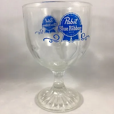 Vintage PBR Glass Pabst Blue Ribbon Beer Pedestal Goblet EUC • $14.50
