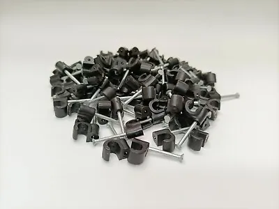 £1.55 • Buy 6mm Black Round Cable Clips Heavy Duty  Fixing Nails 6mm Black Round Wire Clips