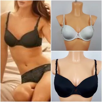 M&S Rosie For Autograph BLACK CREAM Deco Memory Foam Padded B-DD Bra Size 32-38 • £8.99