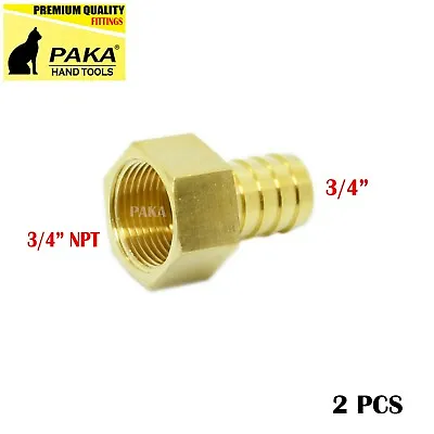 $12.89 • Buy 2 PC- 3/4  HOSE BARB X 3/4  FEMALE  Brass Pipe Fitting NPT Thread Gas Fuel Water