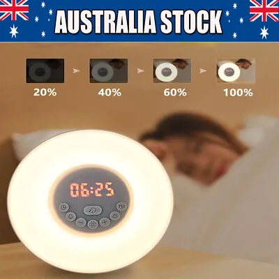 Wake-up Light Sunrise Alarm Clock LED FM Radio Bedside Sounds Night Colour Lamp • $30.69