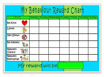  BEHAVIOUR REWARD CHART- MAGNETIC- 3 Colours Or U Choose - FREE PEN / STICKERS • £3.27