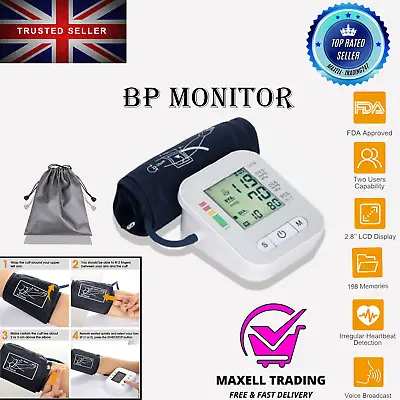 New Digital Automatic Blood Pressure Monitor Upper Arm BP Machine Heart Rate UK • £10.98