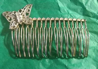 Metal/silvertone Vintage Hair Comb With Butterfly • $6
