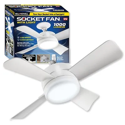 Bell + Howell Socket Fan Ceiling Light With Remote Control 1000 Lumens Light • $49.99