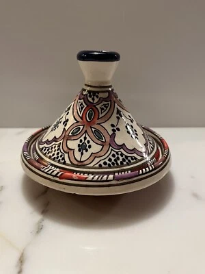 £44.55 • Buy SERGHINI SAFI Signed Tangine Pot Multicolored Pottery Ceramic Purple Moroccan