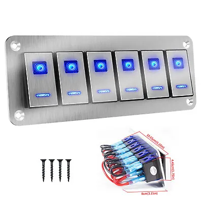 6 Gang Toggle Rocker Switch Panel With USB Blue LED For Car Boat Marine RV Truck • $37.71