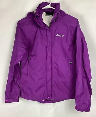 Marmot Womens XS Pre Cip Jacket Zip Hooded Rain Coat Windbreaker Purple EUC • £26.60