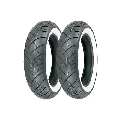 Shinko 130/90B16 MU85B16 Wide White Wall Front Rear Motorcycle Tires Set 777 • $314.50