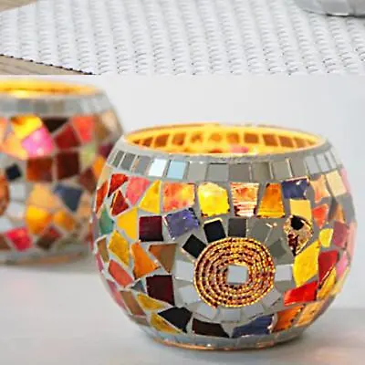 £15.28 • Buy Candle Holder Mosaic Glass Tea Light Holder Handmade Romantic Glass Tealight