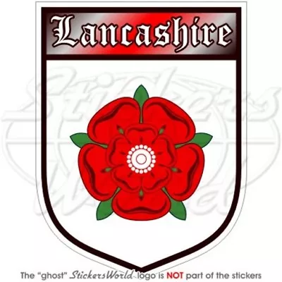 RED ROSE Of LANCASHIRE Lancaster LANCS Shield 100mm Vinyl Bumper Sticker Decal • £4.59