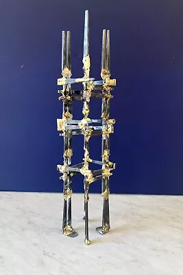 Vtg Brutalist Metal Nail Art Sculpture Skyscraper Tower Brass Copper MCM Modern • $40