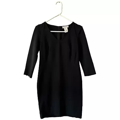 Vintage Kenar 90's Mini Pencil Dress Size 8 Zipper Sleeve Pleated Shoulder Black • $16