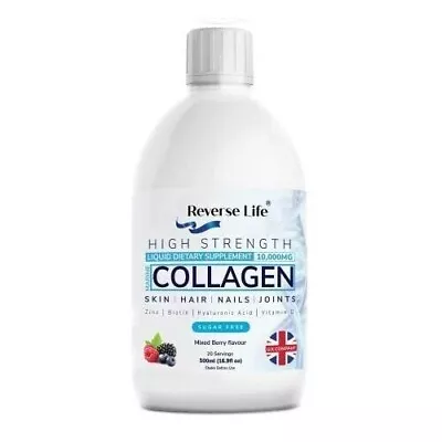 £20.99 • Buy Reverse Life Marine Collagen Liquid Supplement Drink High-Strength 10000mg 500ml
