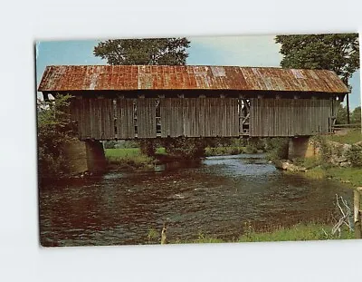 Postcard Old Covered Bridge Spooning The Black River Coventry Vermont USA • $3.49