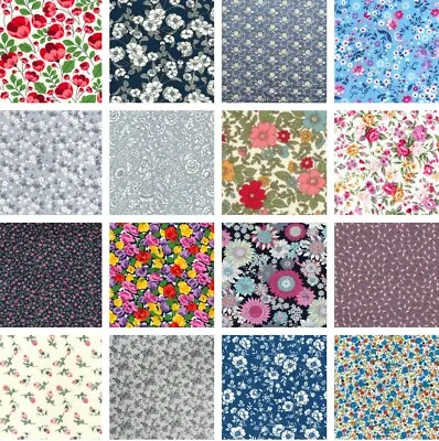 Floral Fabric 100% Cotton Poplin Rose & Hubble Mini Ditsy Flowers Half Metre • £7.35