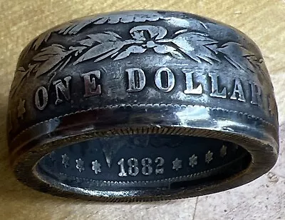 Handmade 1882 Morgan Silver Dollar Coin Ring • 90% Silver • US Size 11 3/4 • $99.99