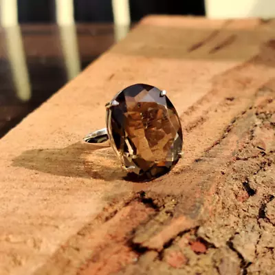 $12.36 • Buy Pleasing Smoky Topaz Gemstone 925 Sterling Silver Handmade Jewelry Ring