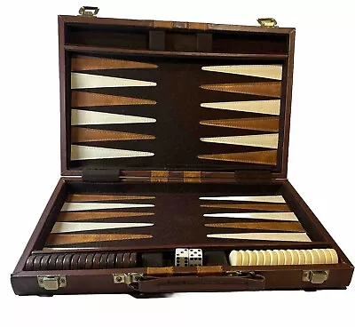 Vintage Backgammon Game In Carry Case Faux Leather • $14.50