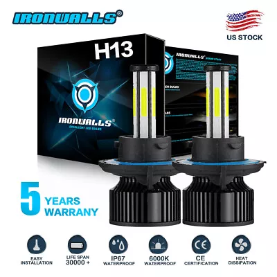 6-side H13 9008 LED Headlights Bulbs Light Hi-Low Beam 6000K Kit Replace Halogen • $26.99