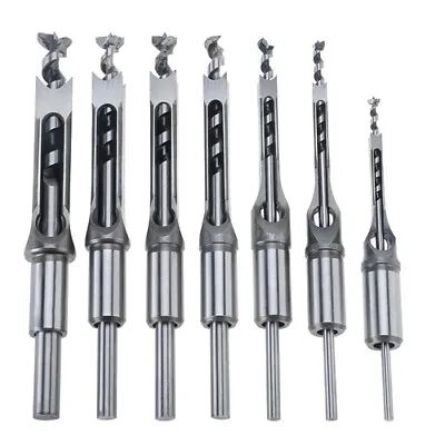 7PCS Square Hole Mortise Chisel Drill Bit HSS Woodworking Hole Saw 6/25 -9/16  • $34.98