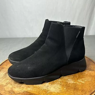 Mephisto Boots Womens 10 Black Suede Chunky Zip Comfort Ankle Bootie • $45