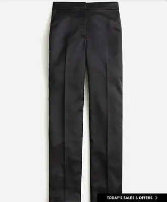 New $168 J.CREW COLLECTION Kate Straight-Leg Pant InStructured Satin Black 2P • $59