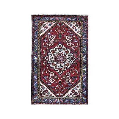 3'3 X5'1  Vintage Farsian Amadan Flower Design Pure Wool Hand Knotted Rug R59877 • $312.30