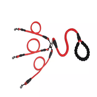 3 Way Dog Leash Nylon Braid No-Tangle Triple Pet Lead Adjustable Fit • £14.99