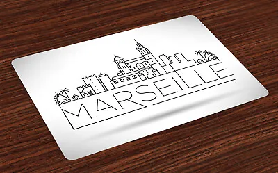 £14.99 • Buy France Place Mats Set Of 4 Marseille Linear Art Skyline