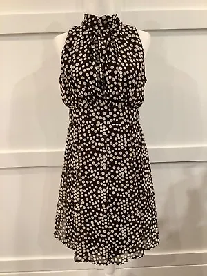 Voir Voir Brown Polkadot Sleeveless Fit N Flare Lined Dress Size 10 • $23.95