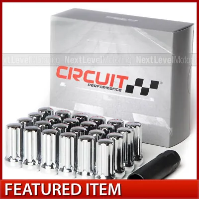 Circuit Closed Chrome 7 Spline Long Lug Nuts 14x2.0 24pc Set Key Fits Ford F-250 • $25.99