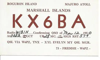 QSL  1950 Majuro  Marshall Islands  Radio Card    • $6.52