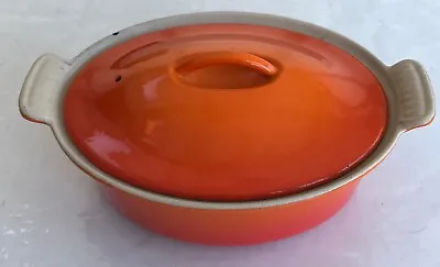 Vintage Le Creuset No 22cm Volcanic Orange Oval Cast Iron Casserole With Lid • £25.95