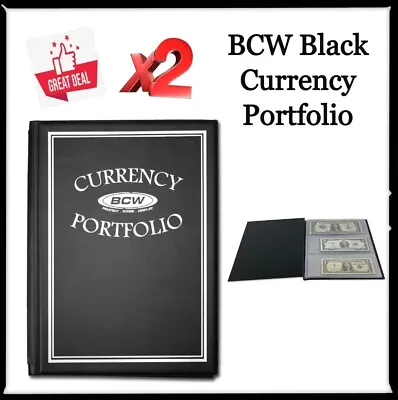 2 BCW Quality Black Currency Portfolio Heavy Duty Vinyl +3 Pocket Clear 10 Pages • $30.50