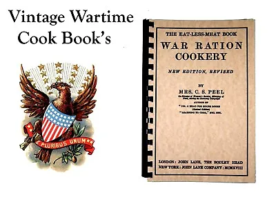 1918 War Ration Cookery Cook Book Vintage Recipes 189 Page • $14.99