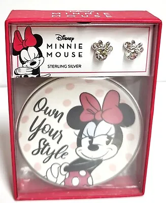 Disney Own Your Style Children Minnie Mouse Clear Stud Earrings Trinket Dish NIB • $59.49