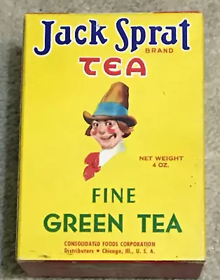 Vintage Jack Sprat 4 Oz Cardboard Green Tea Box Empty Near Mint Condition • $13.99