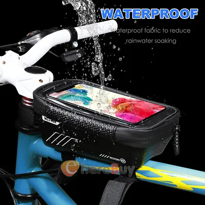 Bike Front Top Tube Frame Bag MTB Waterproof Cycling Phone Holder Case • $12.99