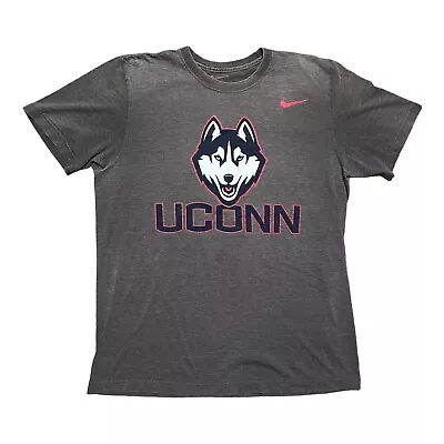 Nike Uconn Huskies Shirt Adult Large  Gray Short SleevGraphic Print NCAA Swoosh  • $9.99