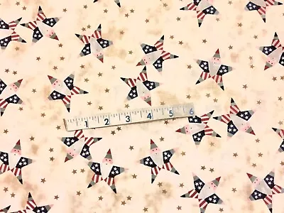 USA PATRIOTIC Fabric Uncle Sam Stars Red Blue I SPY Scrap Quilting • $6.99