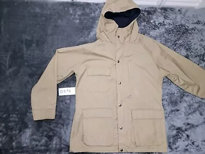 Vintage Woolrich Chore Coat Mens Sz Medium Barn Jacket Outdoors Tan Hooded • $17.99