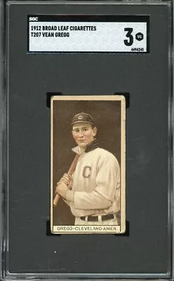 1912 T207 - Broadleaf Back - Gregg - Cleveland Naps - SGC 3 - Tough • $249