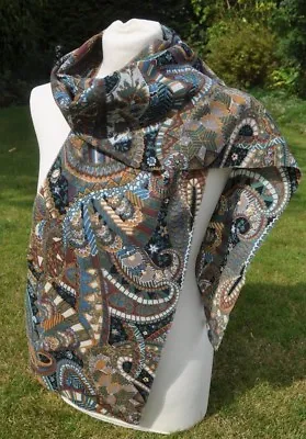 Long Scarf In Liberty Varuna Wool Collier Campbell 'Bazaar' Blue Green Multi • £44.99