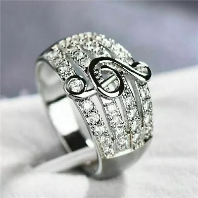 2Ct Round Music Note Lab Created Diamond Engagement Ring 14K White Gold Plated • $199.49